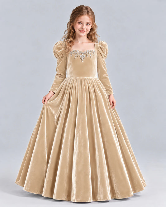 Champagne Ball Gown Girls Formal Dress Front