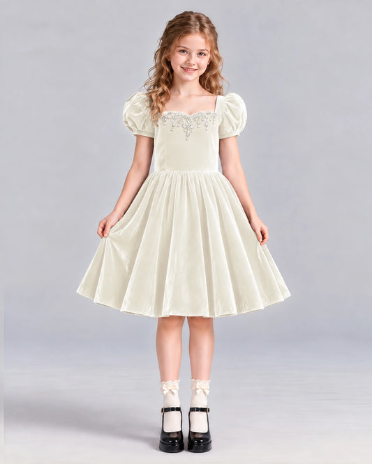 Ivory A-line Girls Formal Dress Front