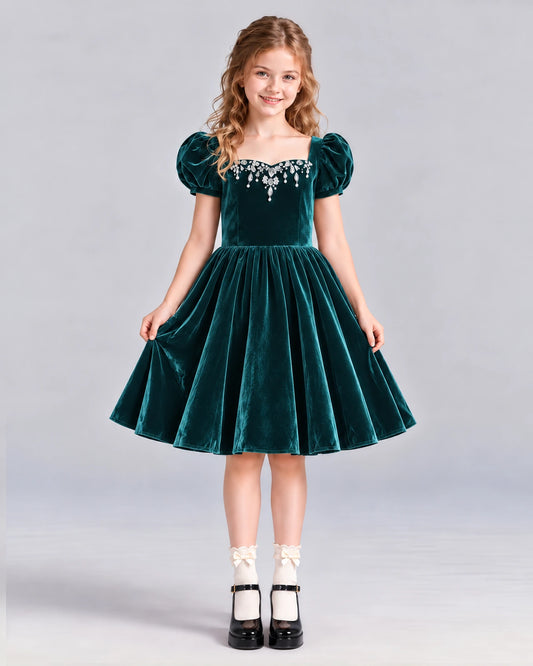 Peacock A-line Girls Formal Dress Front