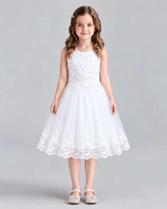 White A-line Flower Girl Dresses Front