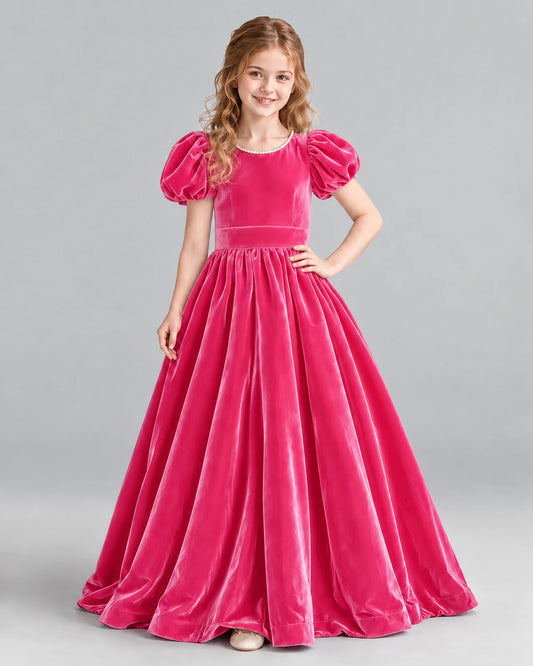 Hot Pink Ball Gown Girls Formal Dress Front