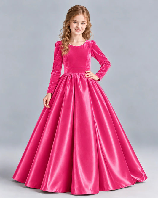 Hot Pink Ball Gown Junior Bridesmaid Dress Front