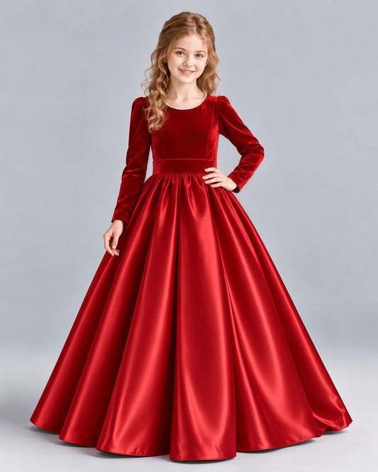 Red Ball Gown Junior Bridesmaid Dress Front