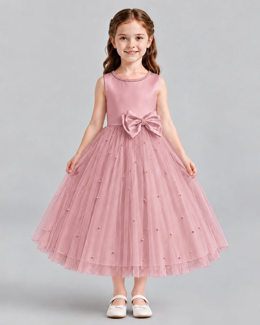 Blush Pink A-line Flower Girl Dresses Front
