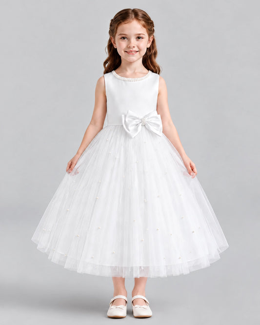 Ivory A-line Flower Girl Dresses Front