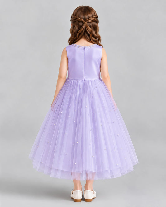 Lavender A-line Flower Girl Dresses Back