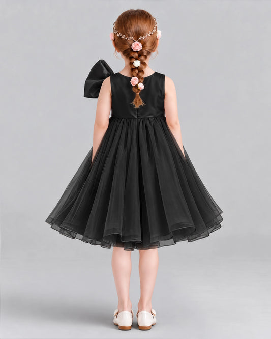 Black Ball Gown Girls Formal Dresses Back