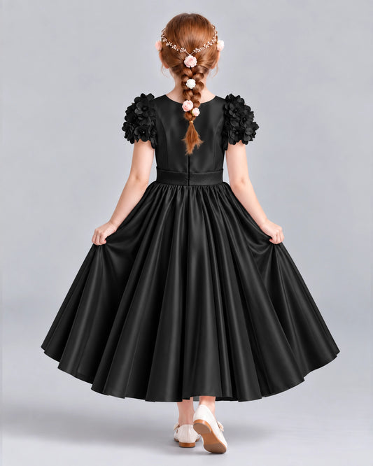 Black Ball Gown Girls Formal Dresses Back