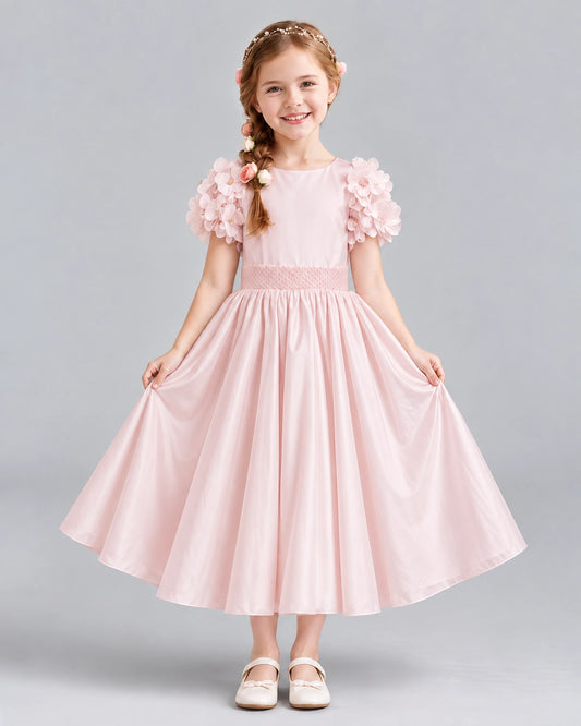 Blush Pink Ball Gown Girls Formal Dresses Front