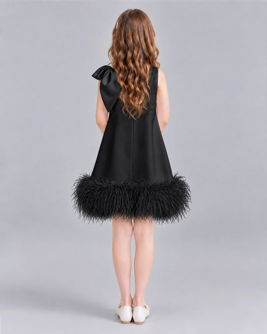 Black A-line Girls Formal Dresses Back