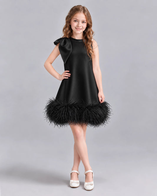 Black A-line Girls Formal Dresses Front