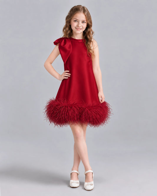 Burgundy A-line Girls Formal Dresses Front