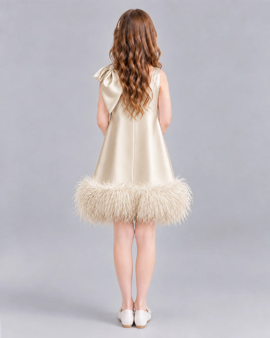 Champagne A-line Girls Formal Dresses Back