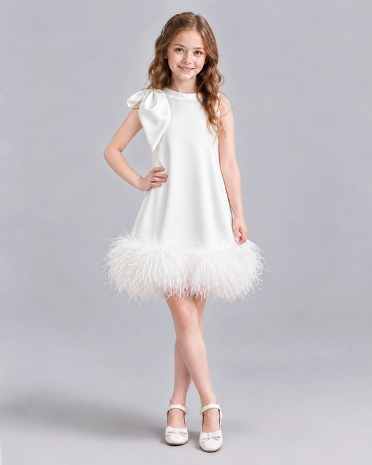 Ivory A-line Girls Formal Dresses Front