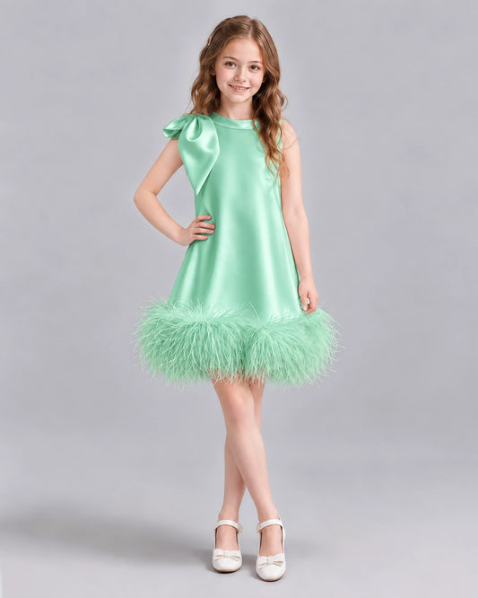 Mint Green A-line Girls Formal Dresses Front