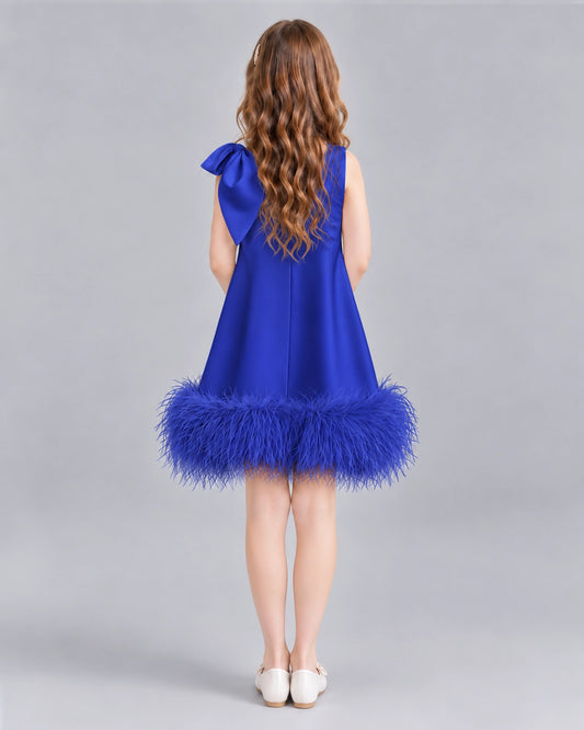 Royal Blue A-line Girls Formal Dresses Back