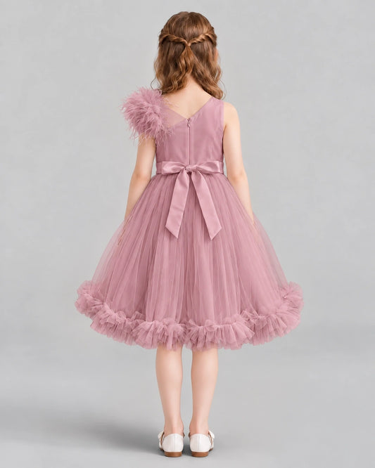 Dusty Rose A-line Girls Formal Dresses Back