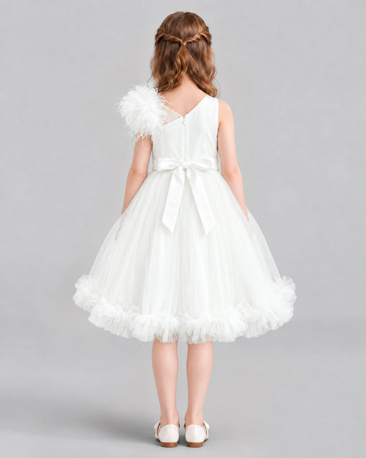 Ivory A-line Girls Formal Dresses Back