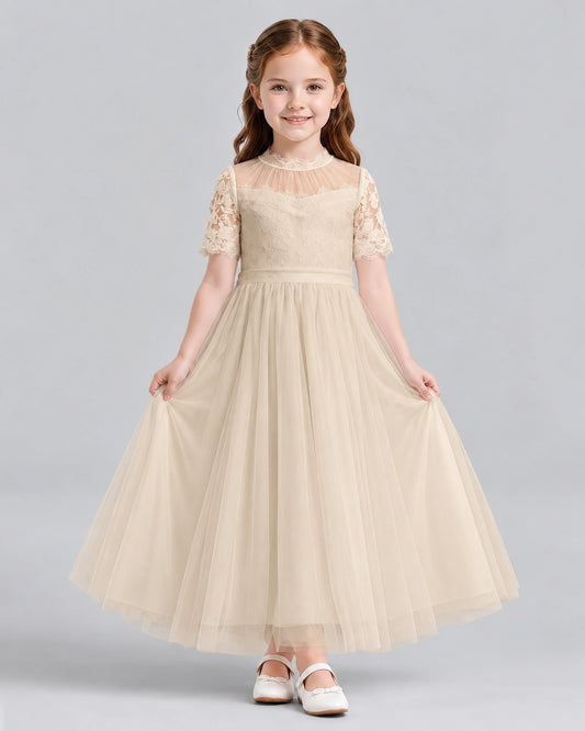 Champagne Ball Gown Flower Girl Dresses Front