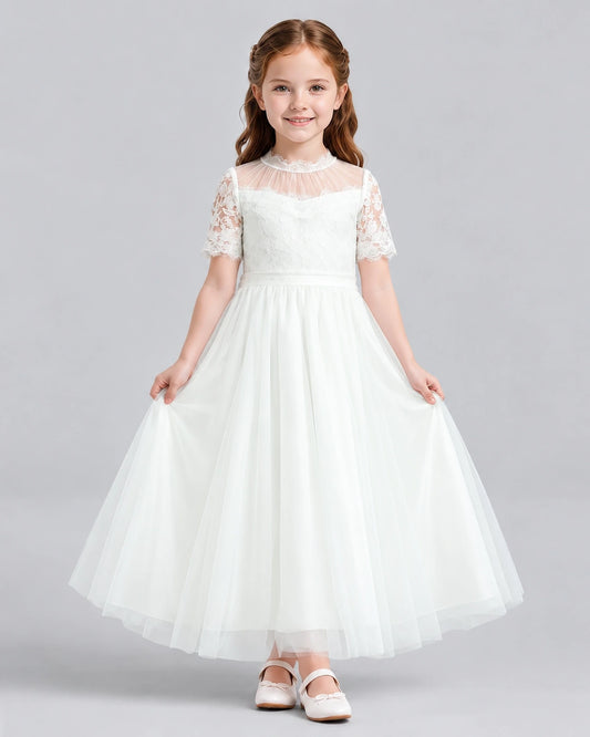Ivory Ball Gown Flower Girl Dresses Front