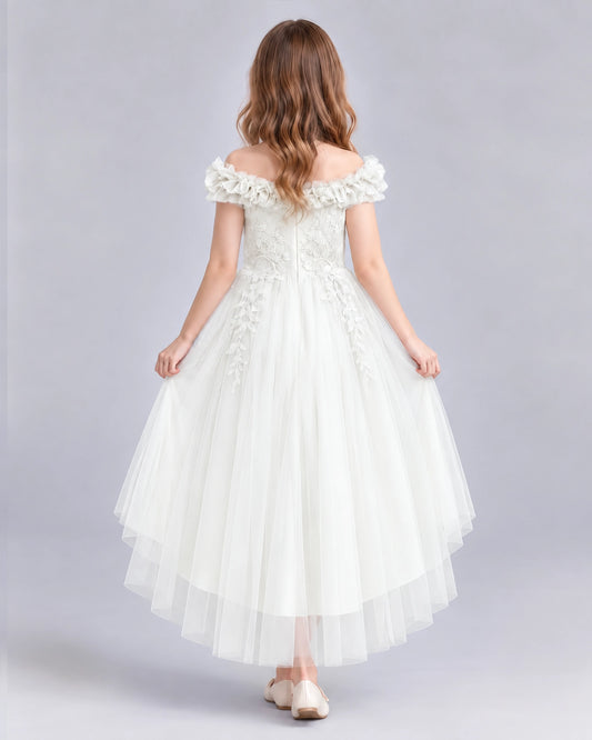 Ivory Ball Gown Girls Formal Dresses Back