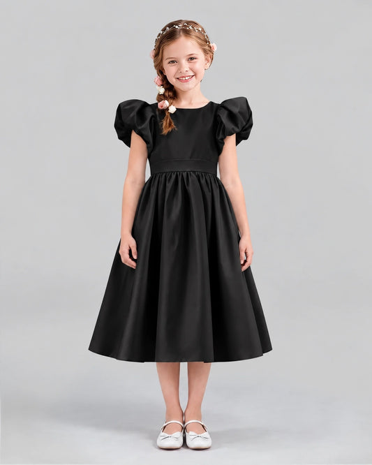 Black A-line Girls Formal Dresses Front