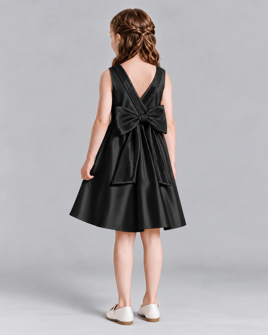 Black A-line Girls Formal Dresses Back
