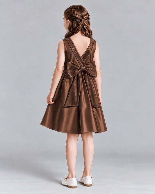 Chocolate A-line Girls Formal Dresses Back