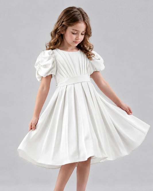 Ivory A-line Girls Formal Dresses Front