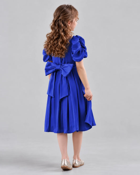 Royal Blue A-line Girls Formal Dresses Back