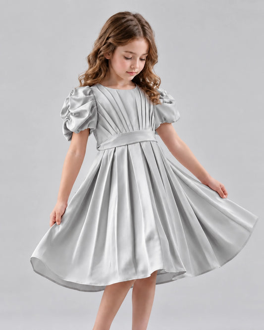 Silver A-line Girls Formal Dresses Front