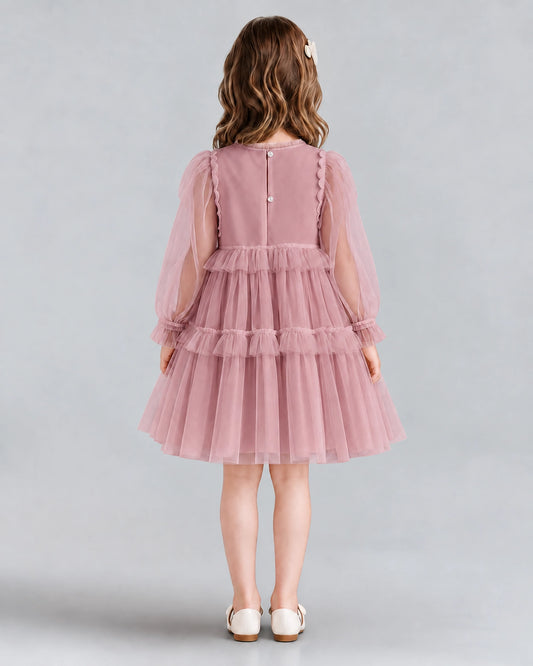Dusty Rose A-line Girls Formal Dresses Back