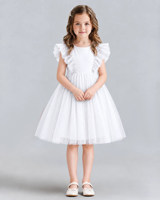 White A-line Girls Formal Dresses Front