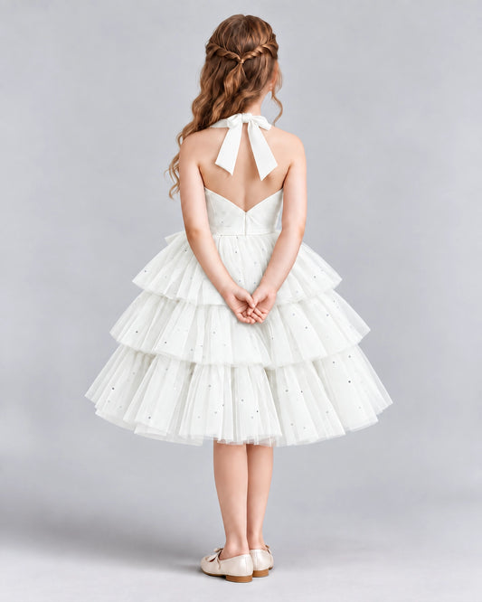 Ivory Ball Gown Girls Formal Dresses Back