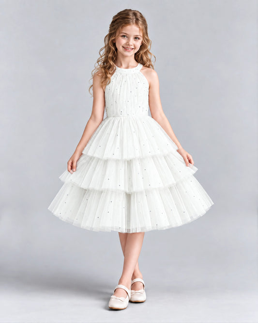 Ivory Ball Gown Girls Formal Dresses Front