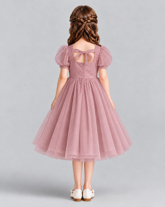 Dusty Rose A-line Girls Formal Dresses Back