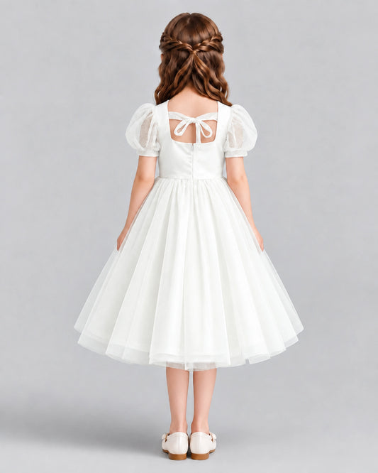 Ivory A-line Girls Formal Dresses Back