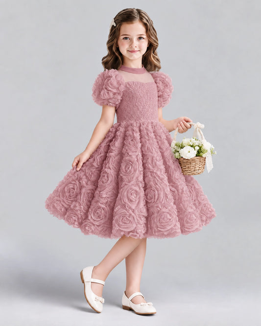 Dusty Rose Ball Gown Girls Formal Dresses Side