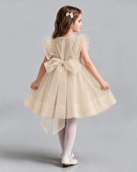 Champagne A-line Girls Formal Dresses Back
