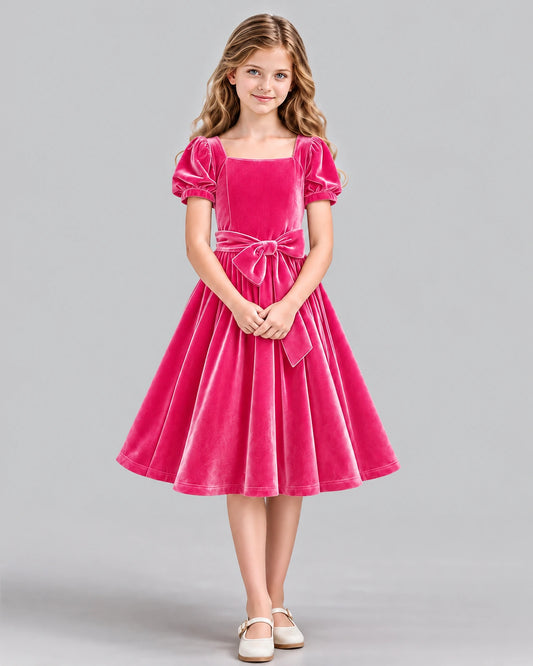 Hot Pink A-line Girls Formal Dress Front
