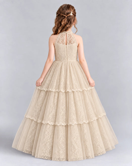 Champagne Ball Gown Flower Girl Dresses Back