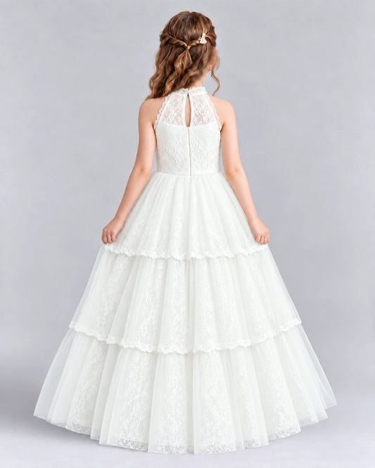 Ivory Ball Gown Flower Girl Dresses Back