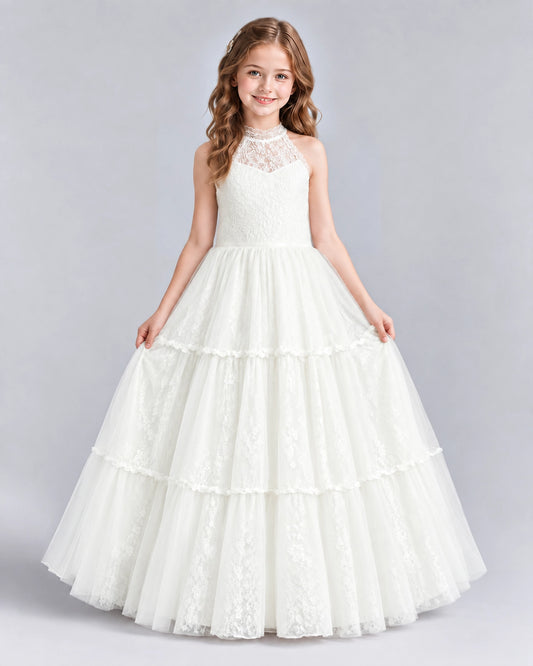 Ivory Ball Gown Flower Girl Dresses Front