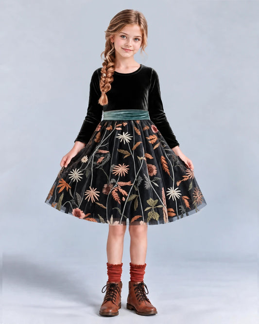 Black A-line Girls Formal Dresses Front