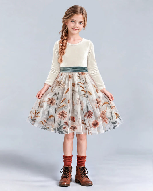 Ivory A-line Girls Formal Dresses Front