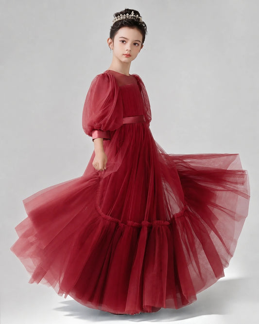 Windred Satin Tulle A-line Girls Formal Dress Side View