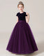 Purple Front Tulle Flower Girls Dress