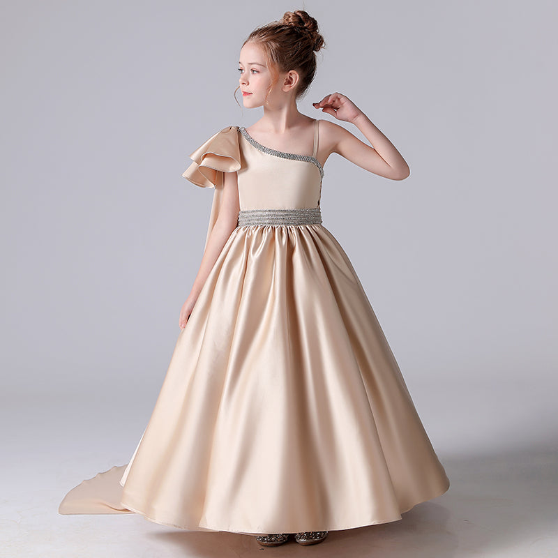 Girls Champagne Special Occasion Dresses Formal Dress For Teens Brithday Princess Dresses Full Lengh