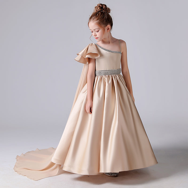 Girls Champagne Special Occasion Dresses Formal Dress For Teens Brithday Princess Dresses Full Lengh
