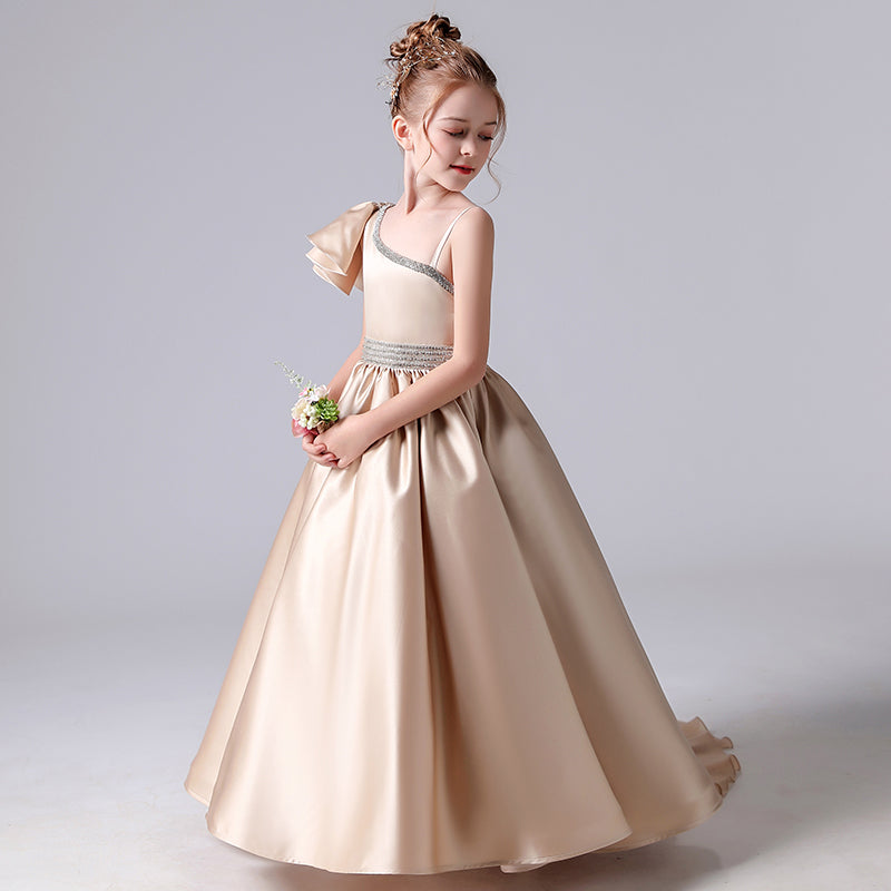 Girls Champagne Special Occasion Dresses Formal Dress For Teens Brithday Princess Dresses Full Lengh